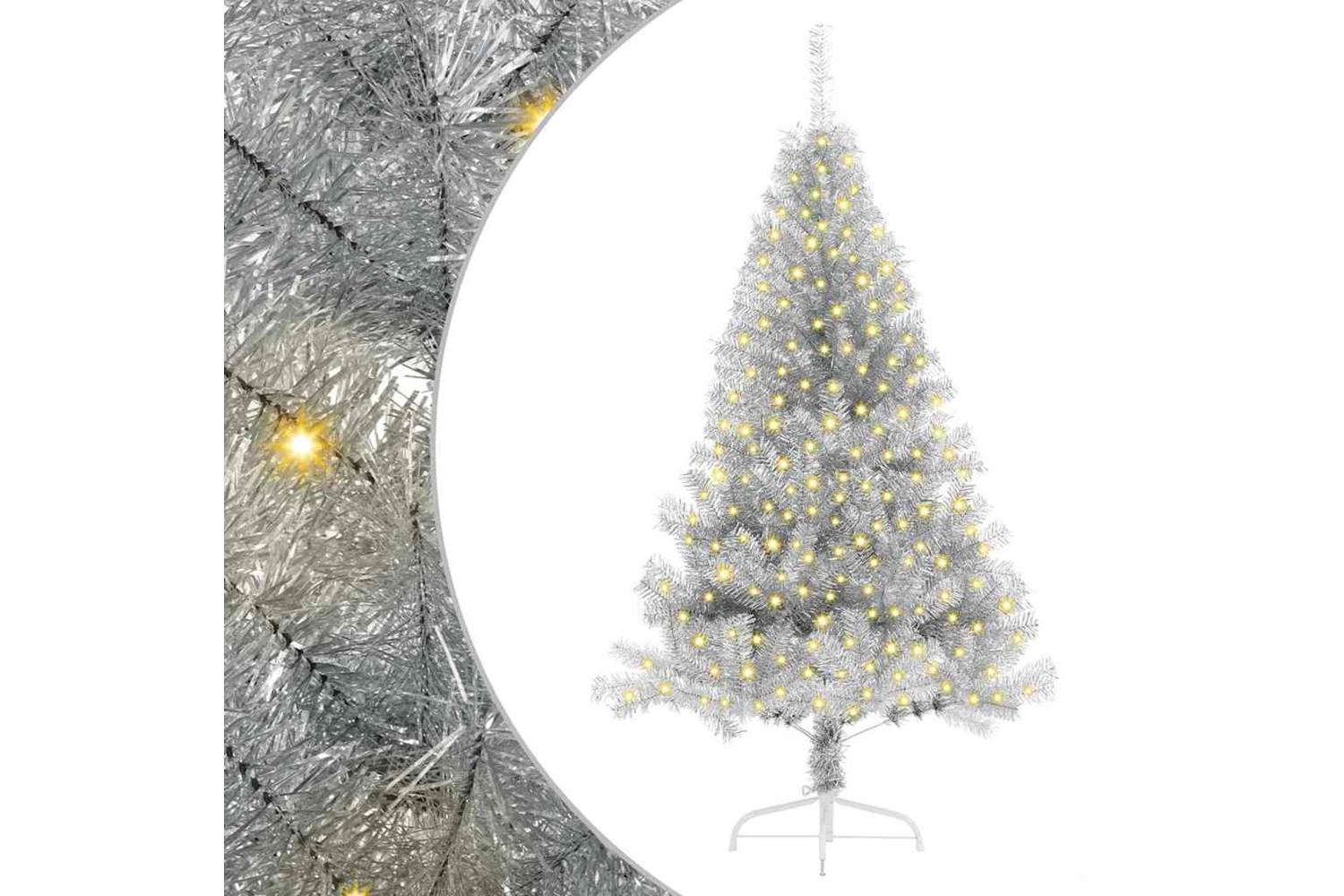 Vidaxl Artificial Pre-lit Christmas Tree Silver 180 Cm Pet-2