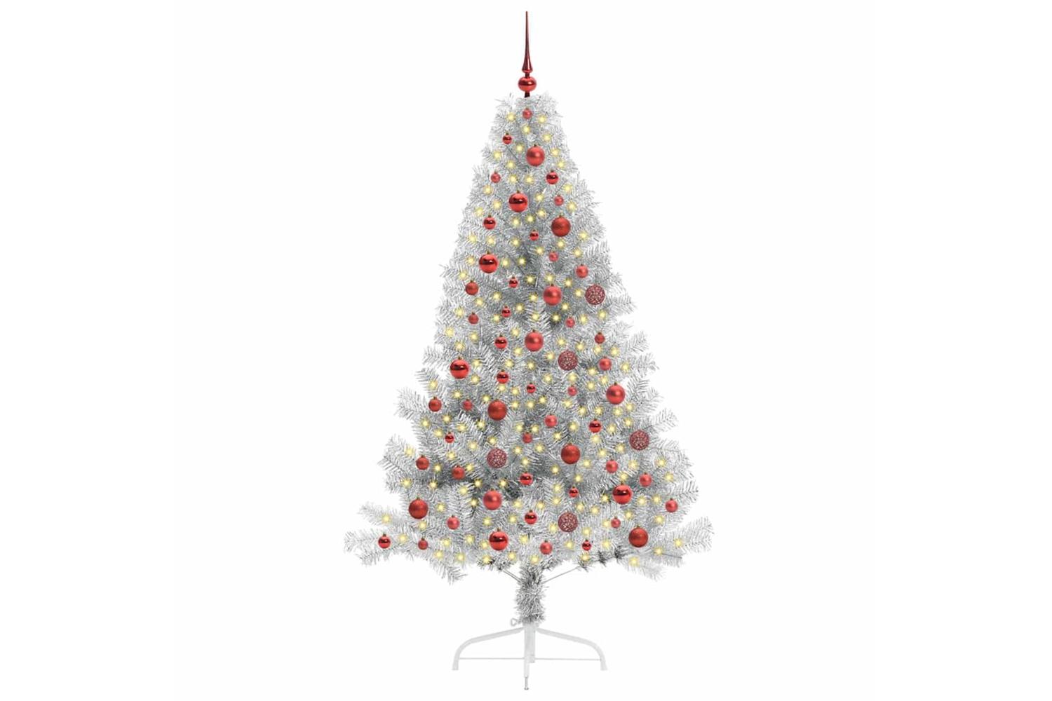 Vidaxl Artificial Pre-lit Christmas Tree Silver 180 Cm Pet-3
