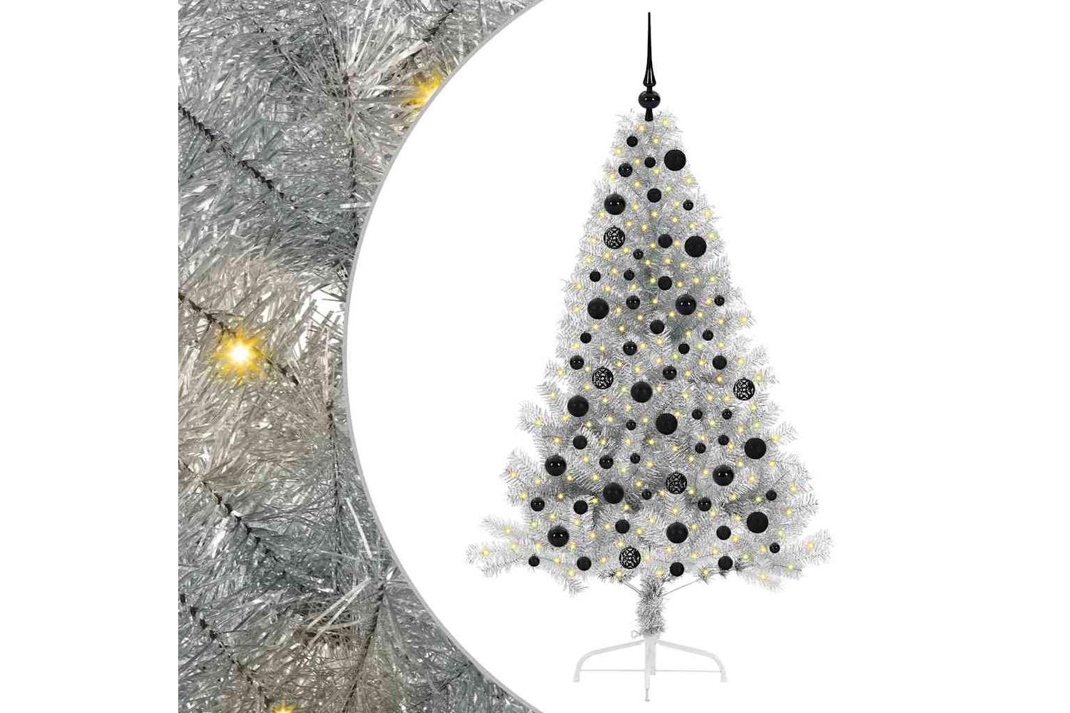 Vidaxl Artificial Pre-lit Christmas Tree Silver 180 Cm Pet-2