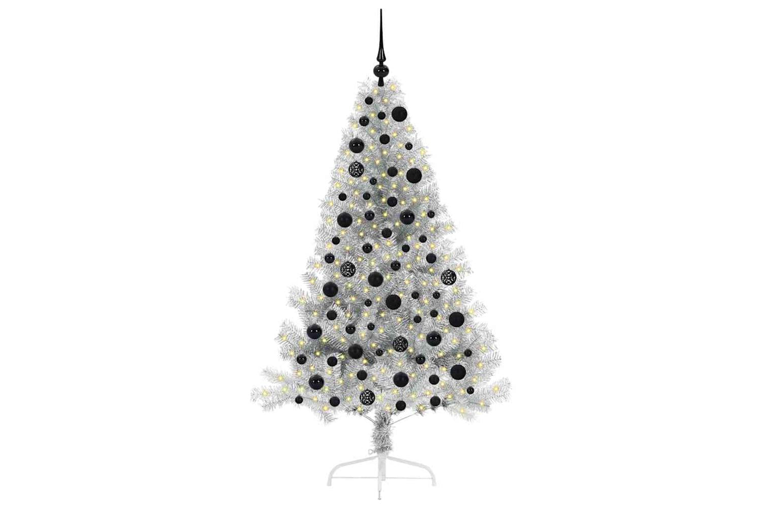 Vidaxl Artificial Pre-lit Christmas Tree Silver 180 Cm Pet-3