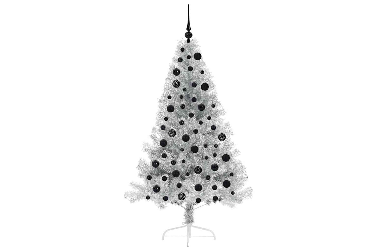 Vidaxl Artificial Pre-lit Christmas Tree Silver 180 Cm Pet-4