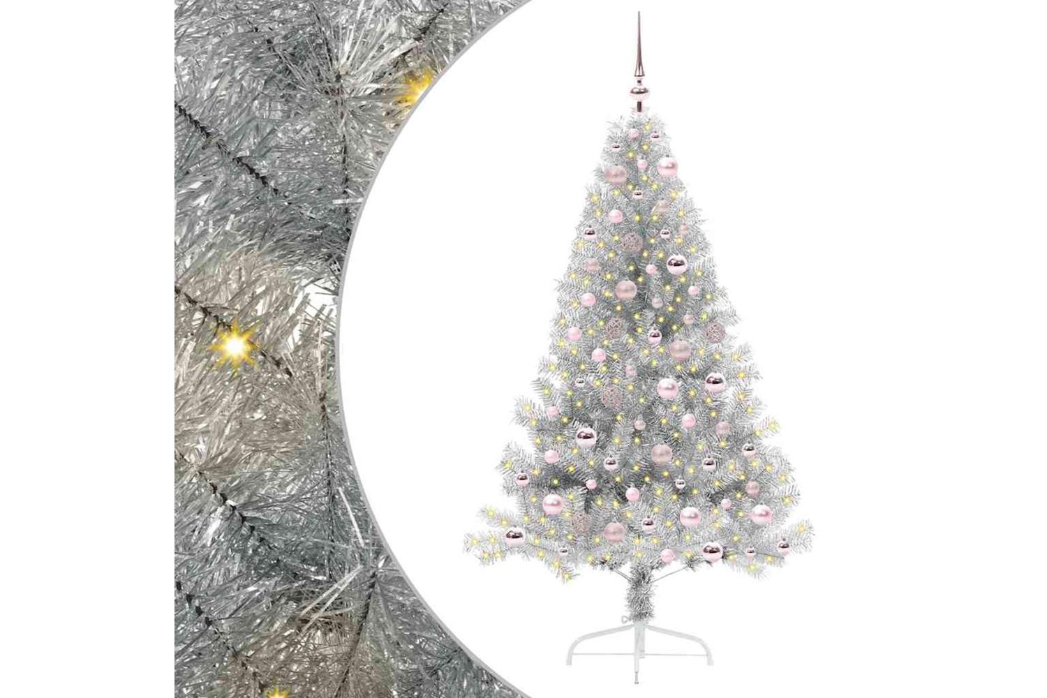 Vidaxl Artificial Pre-lit Christmas Tree Silver 180 Cm Pet