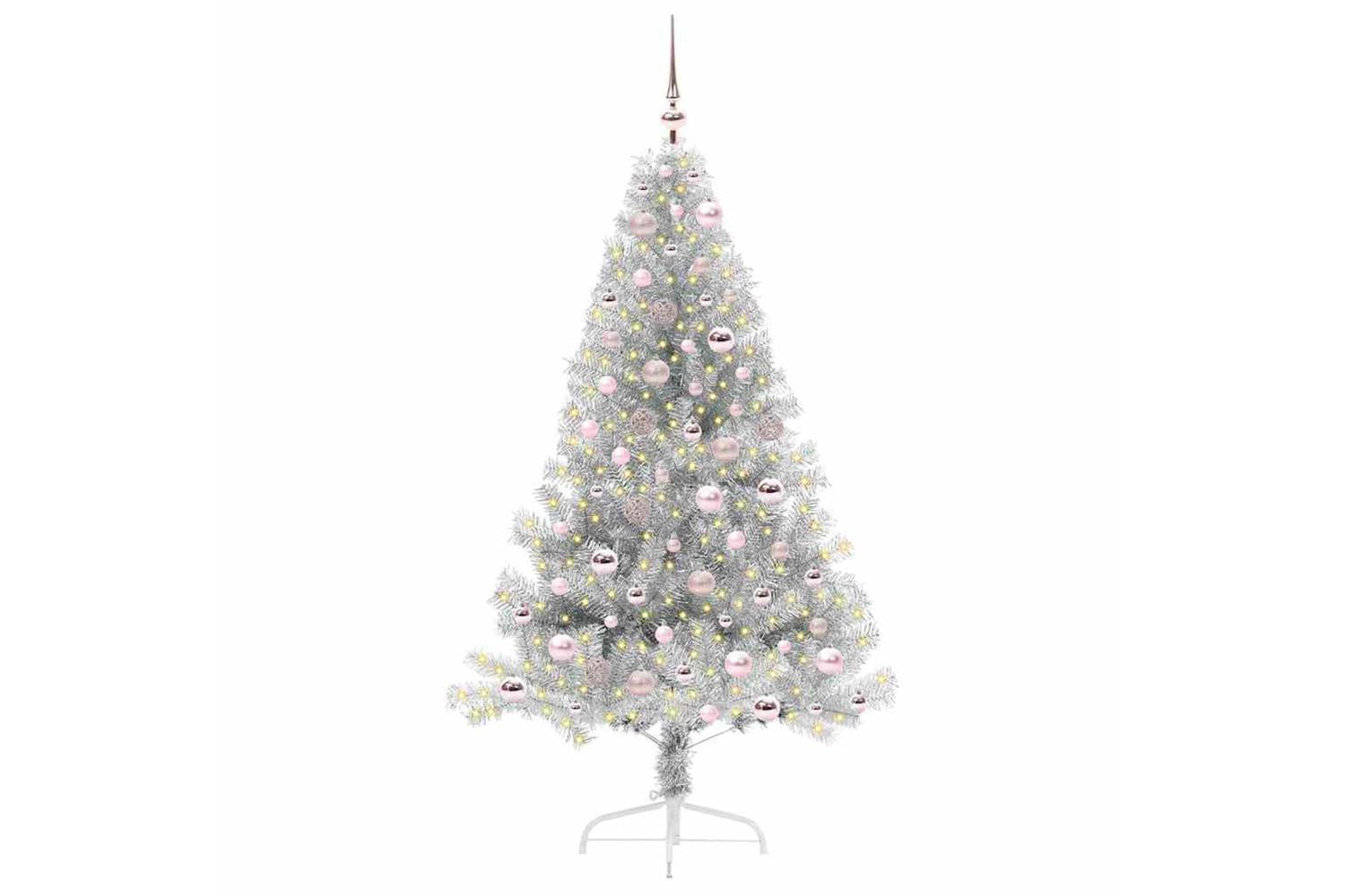 Vidaxl Artificial Pre-lit Christmas Tree Silver 180 Cm Pet-3