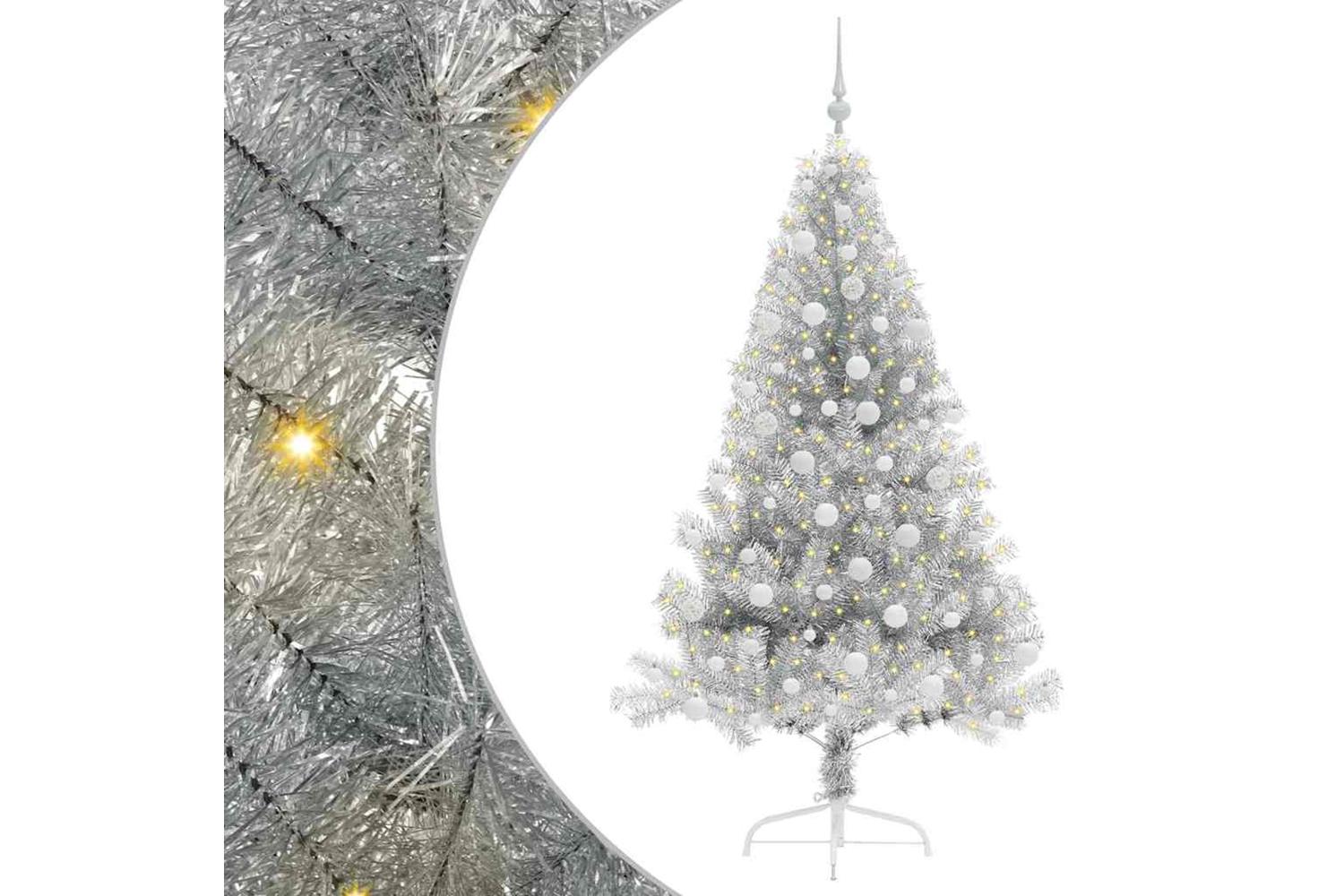 Vidaxl Artificial Pre-lit Christmas Tree Silver 180 Cm Pet-2