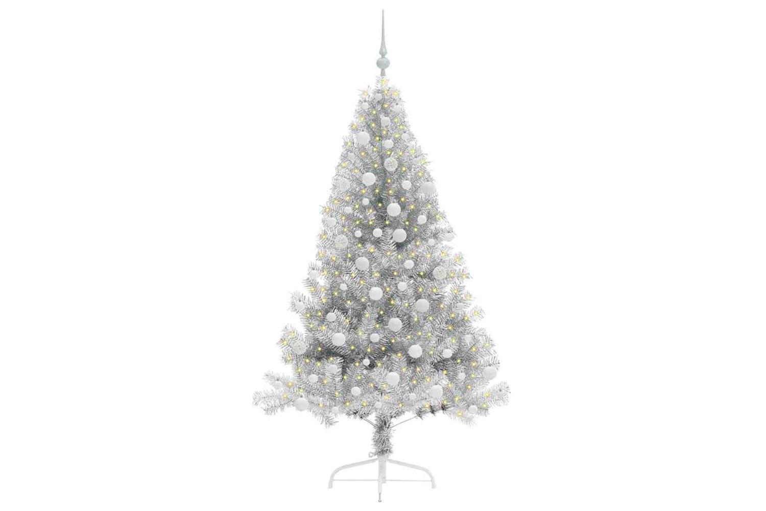 Vidaxl Artificial Pre-lit Christmas Tree Silver 180 Cm Pet-3