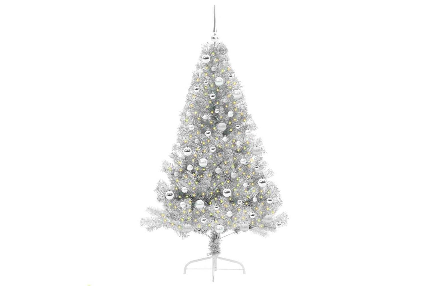 Vidaxl Artificial Pre-lit Christmas Tree Silver 180 Cm Pet-3