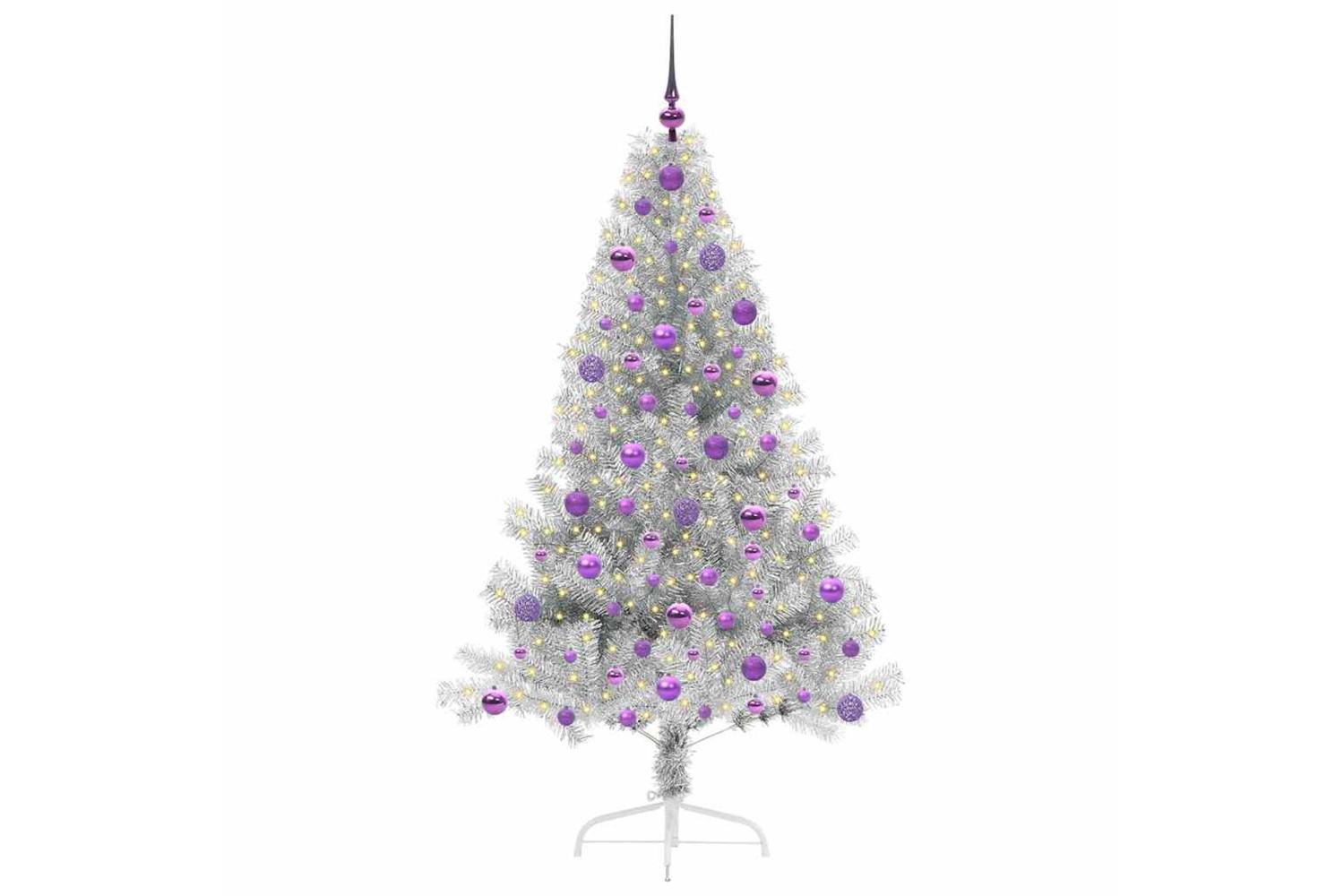 Vidaxl Artificial Pre-lit Christmas Tree Silver 180 Cm Pet-3