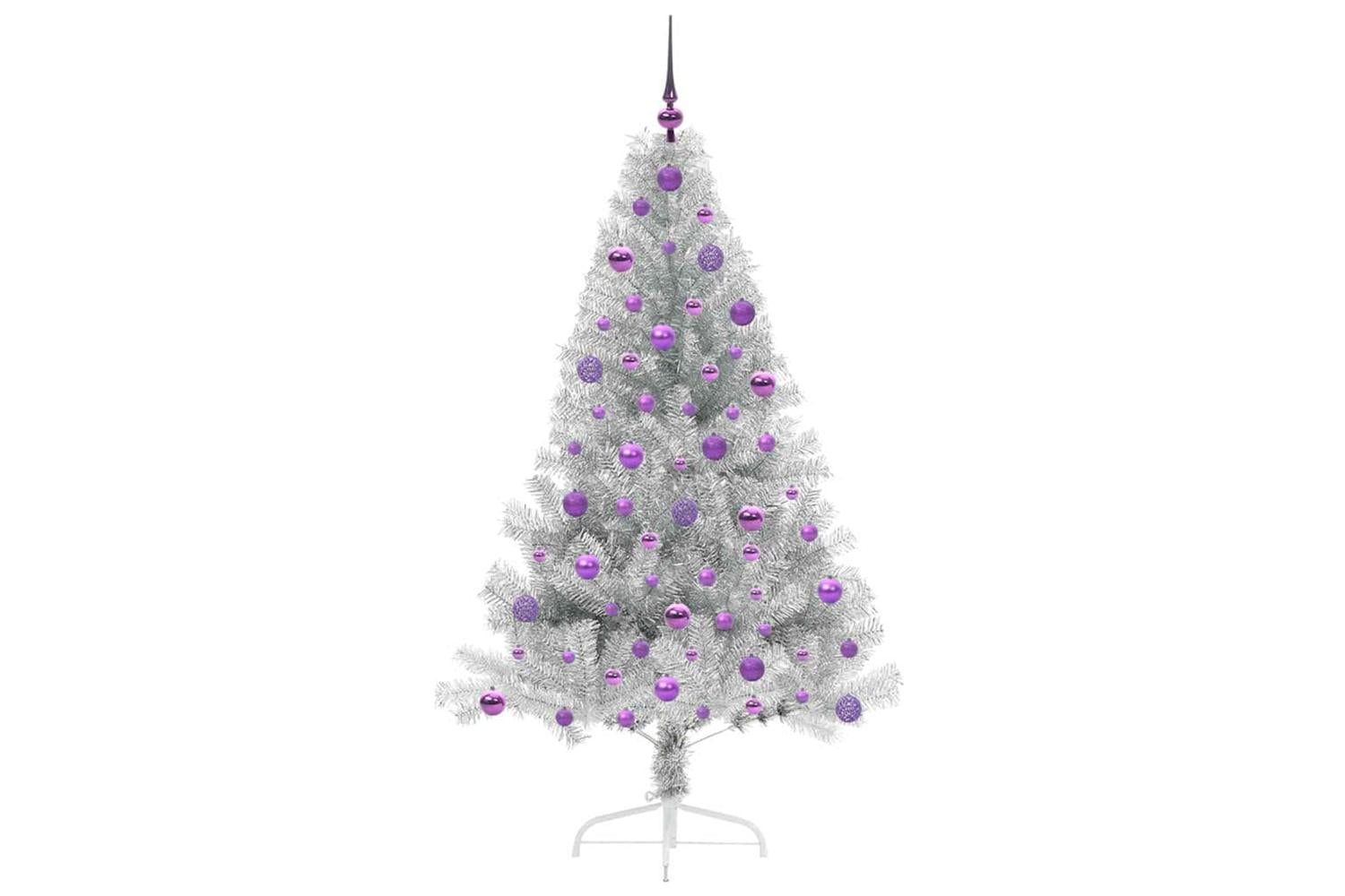 Vidaxl Artificial Pre-lit Christmas Tree Silver 180 Cm Pet-4