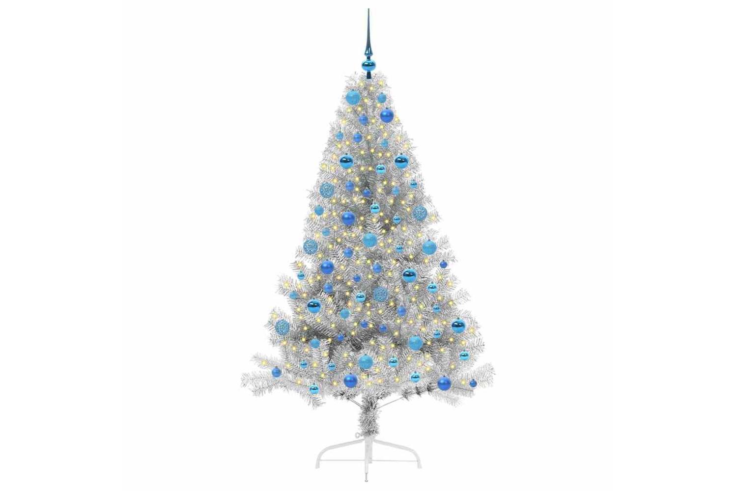 Vidaxl Artificial Pre-lit Christmas Tree Silver 180 Cm Pet-3