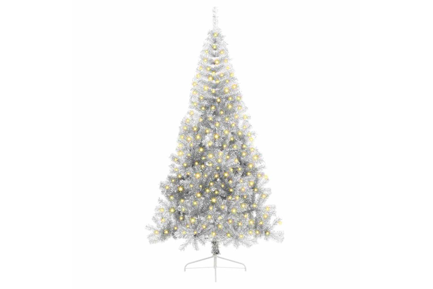 Vidaxl Artificial Pre-lit Christmas Tree Silver 210 Cm Pet-3