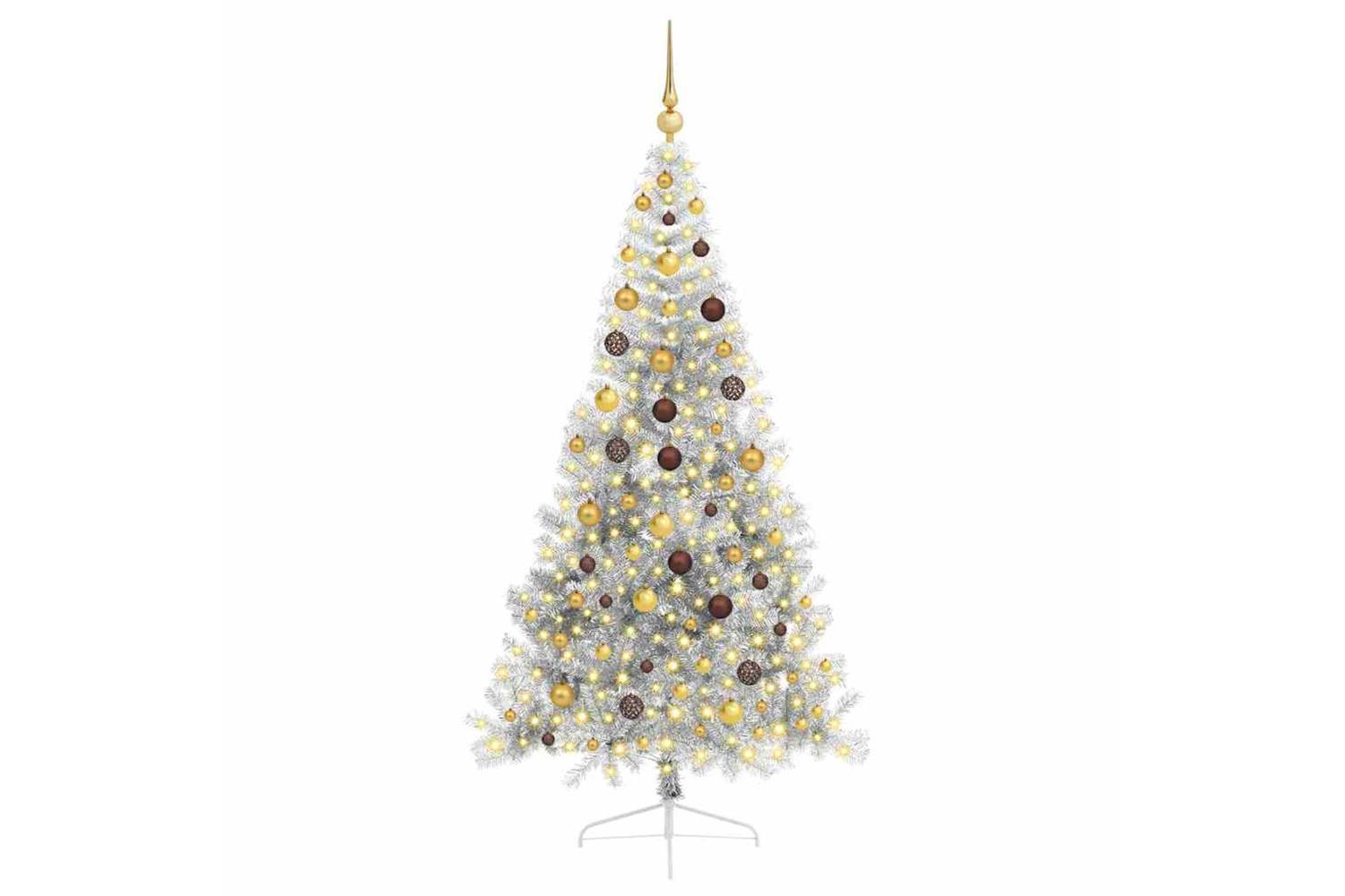 Vidaxl Artificial Pre-lit Christmas Tree Silver 210 Cm Pet-3