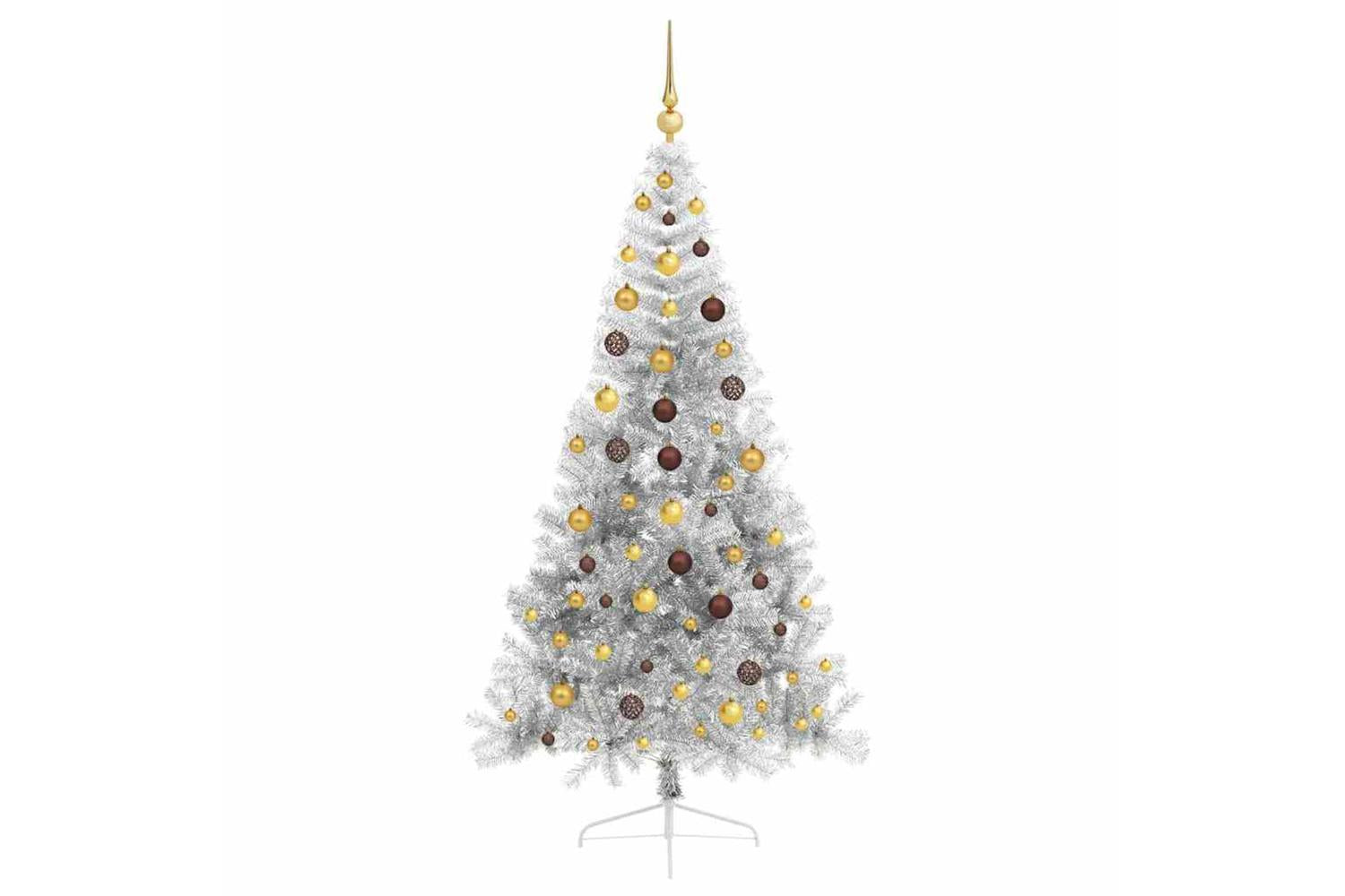 Vidaxl Artificial Pre-lit Christmas Tree Silver 210 Cm Pet-4