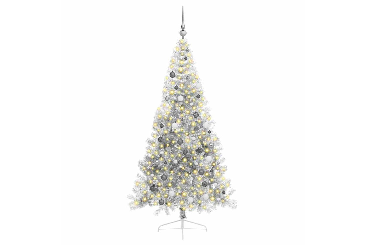 Vidaxl Artificial Pre-lit Christmas Tree Silver 210 Cm Pet-3