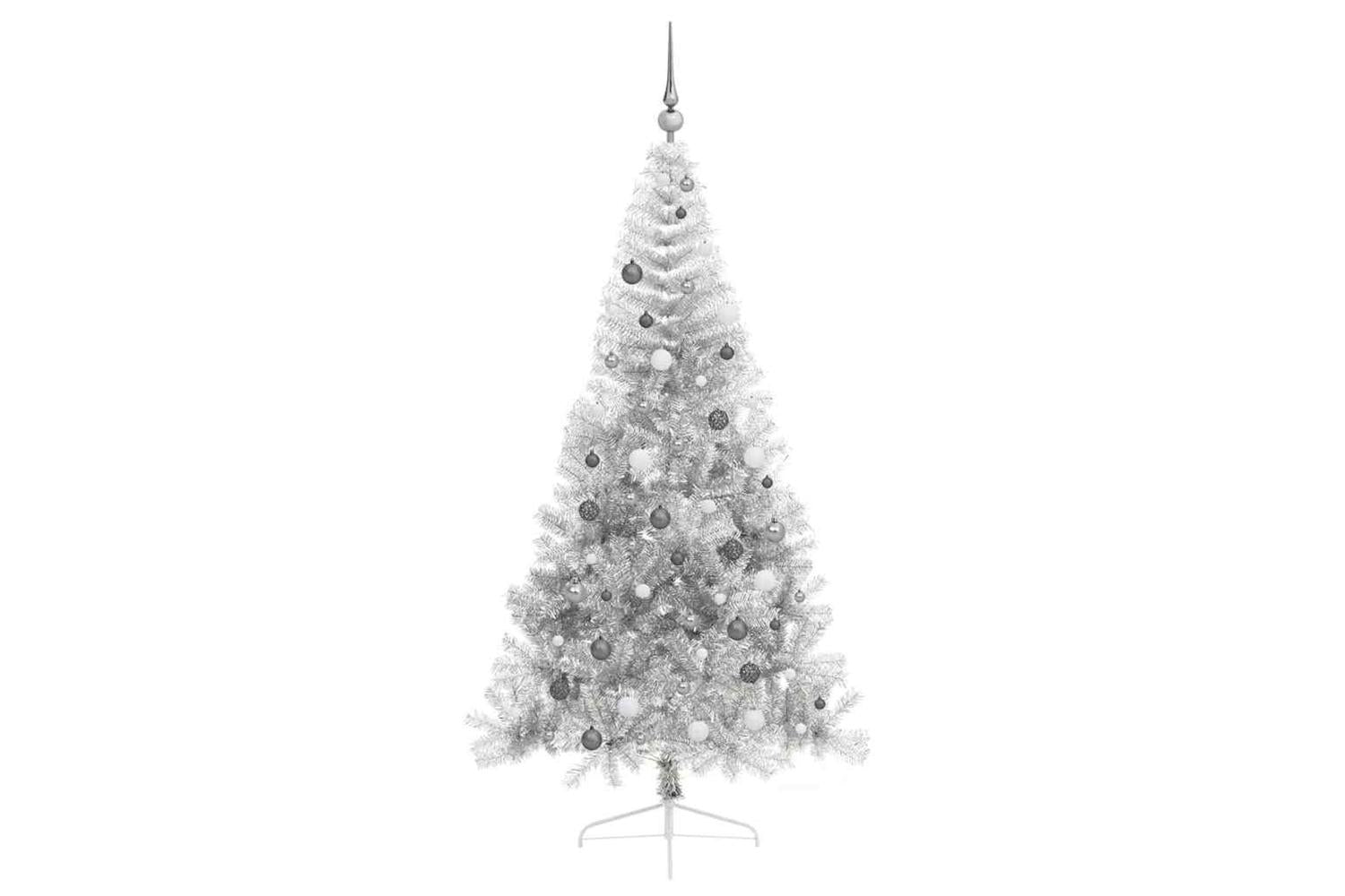 Vidaxl Artificial Pre-lit Christmas Tree Silver 210 Cm Pet-5