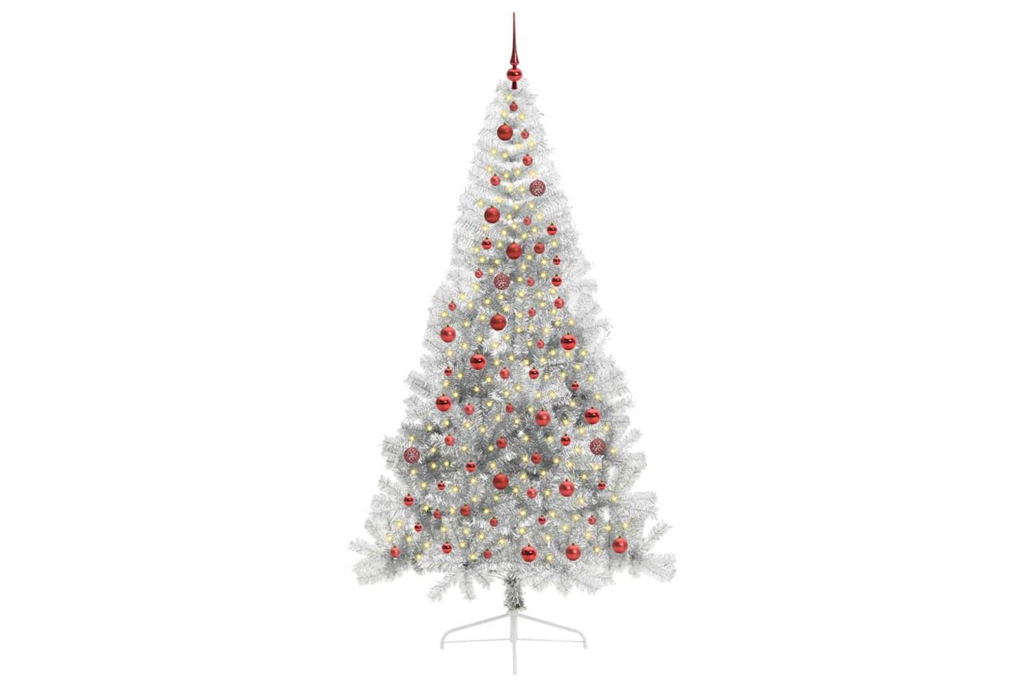 Vidaxl Artificial Pre-lit Christmas Tree Silver 210 Cm Pet-3