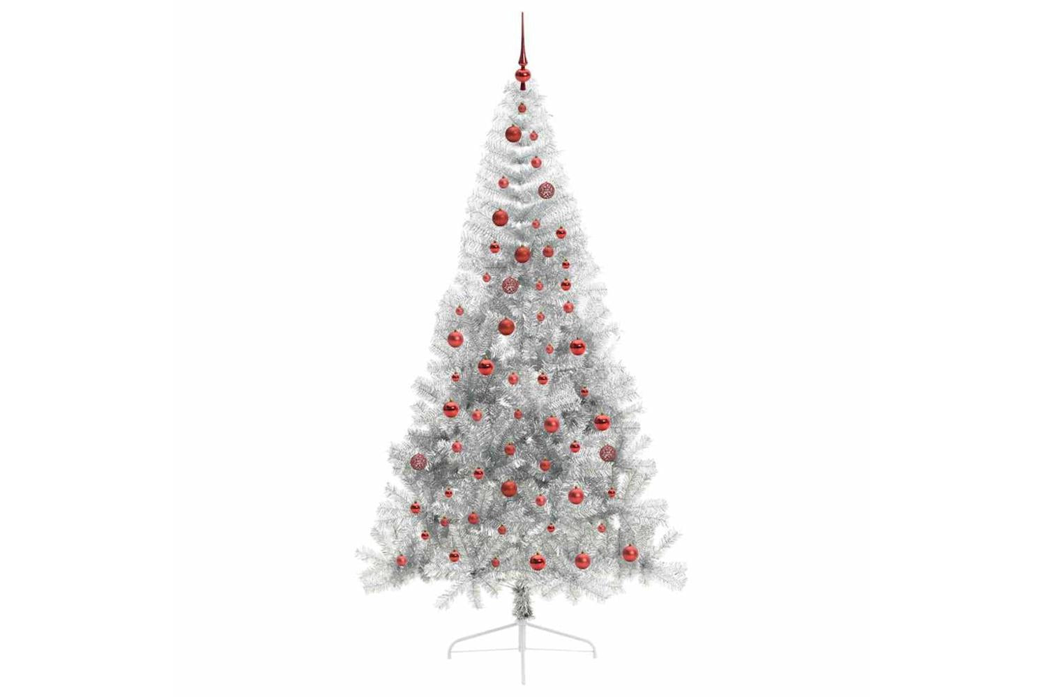 Vidaxl Artificial Pre-lit Christmas Tree Silver 210 Cm Pet-4