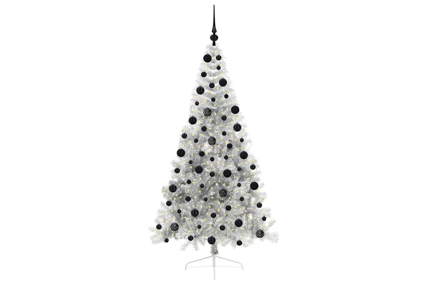 Vidaxl Artificial Pre-lit Christmas Tree Silver 210 Cm Pet-3