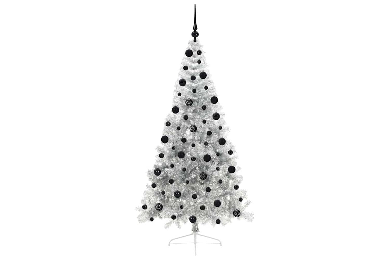 Vidaxl Artificial Pre-lit Christmas Tree Silver 210 Cm Pet-4