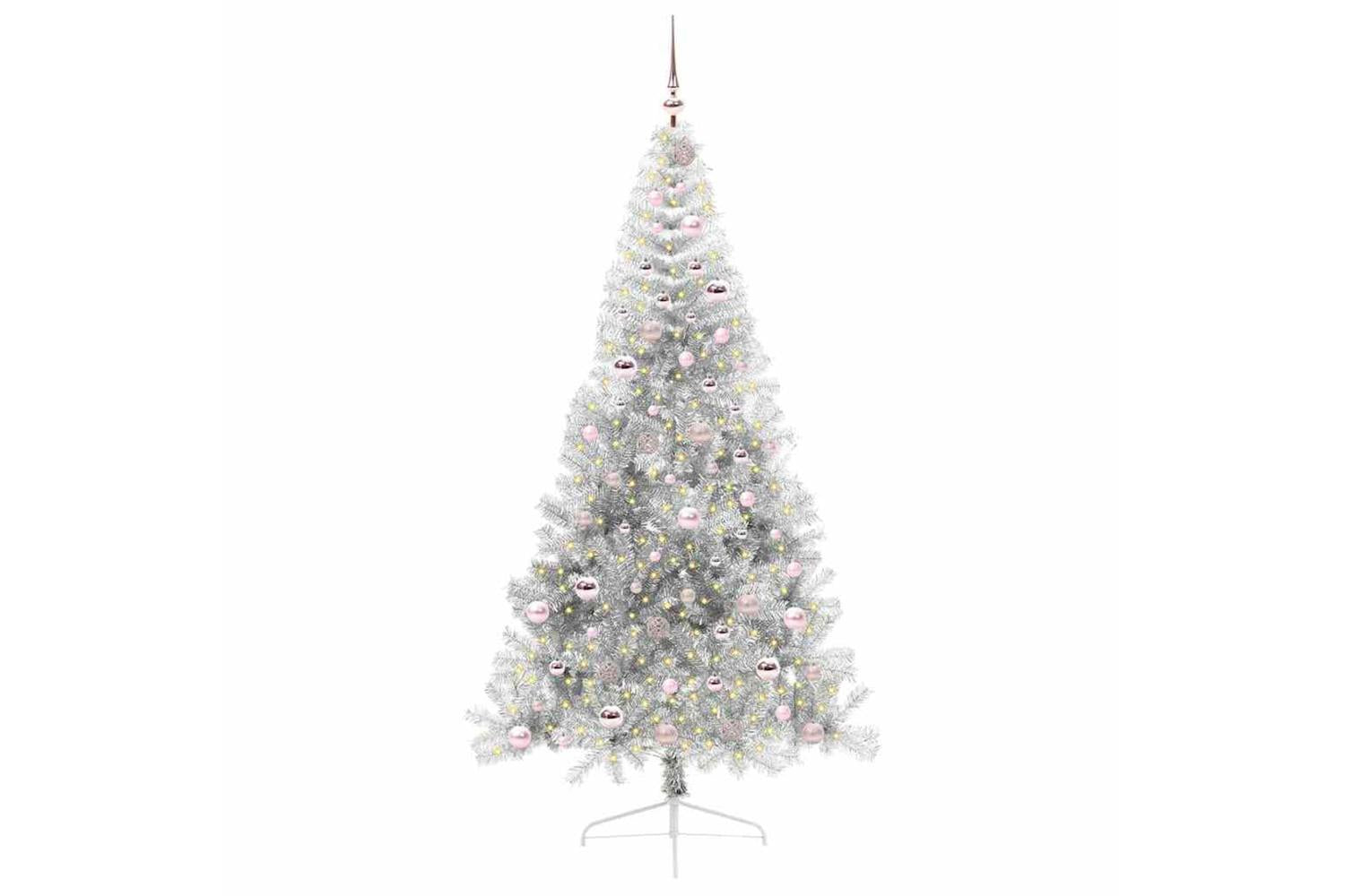 Vidaxl Artificial Pre-lit Christmas Tree Silver 210 Cm Pet-3