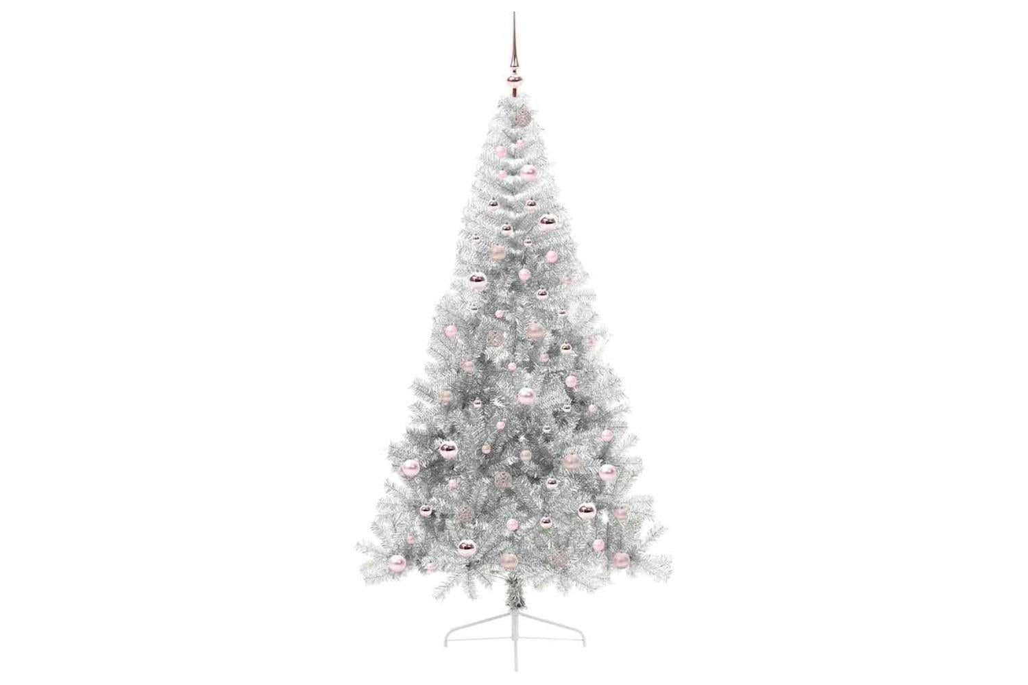Vidaxl Artificial Pre-lit Christmas Tree Silver 210 Cm Pet-4