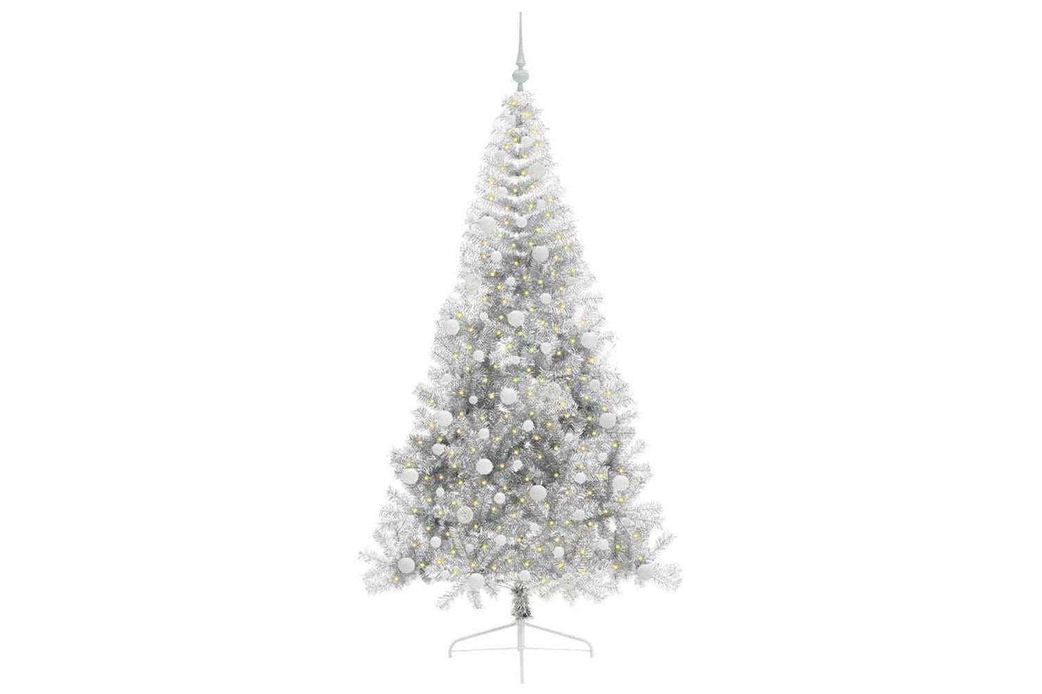 Vidaxl Artificial Pre-lit Christmas Tree Silver 210 Cm Pet-3