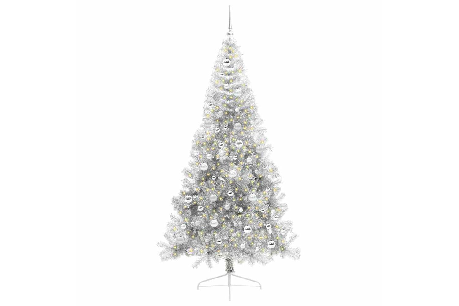 Vidaxl Artificial Pre-lit Christmas Tree Silver 210 Cm Pet-3