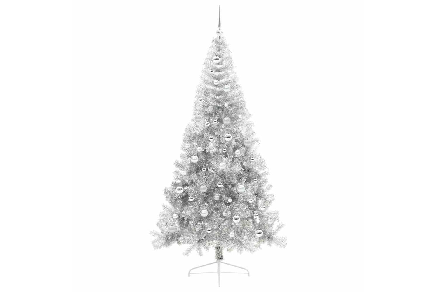 Vidaxl Artificial Pre-lit Christmas Tree Silver 210 Cm Pet-4
