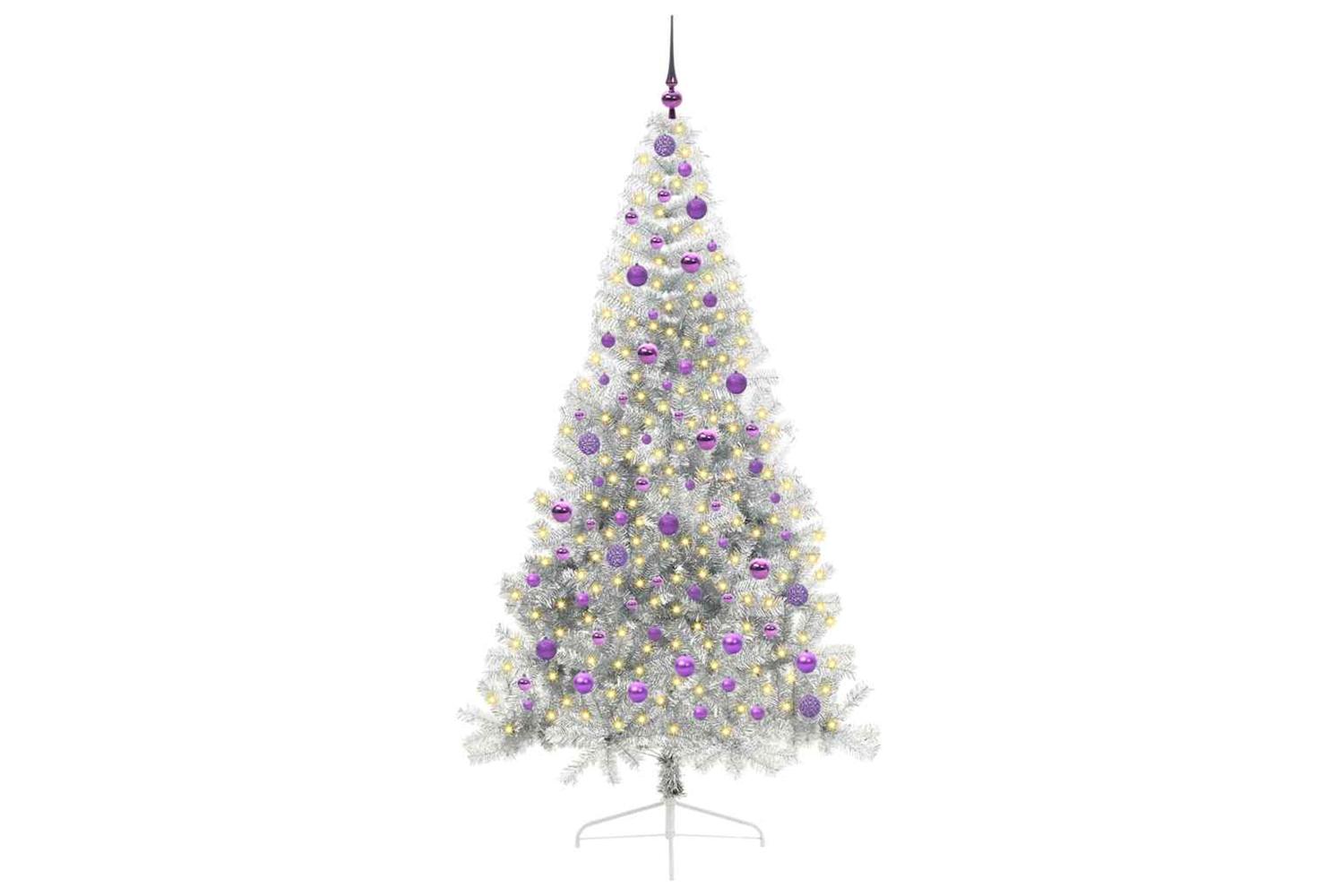 Vidaxl Artificial Pre-lit Christmas Tree Silver 210 Cm Pet-3