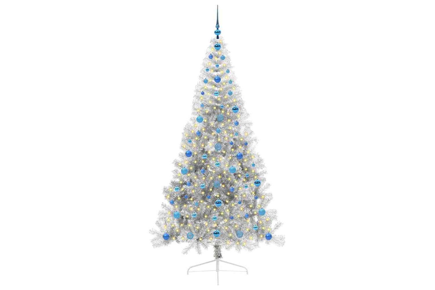 Vidaxl Artificial Pre-lit Christmas Tree Silver 210 Cm Pet-3