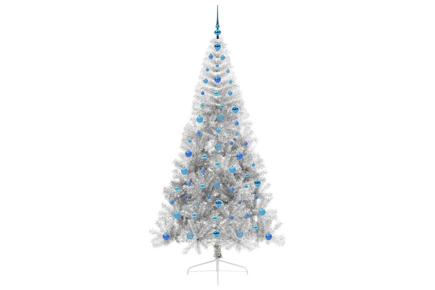 Vidaxl Artificial Pre-lit Christmas Tree Silver 210 Cm Pet-4