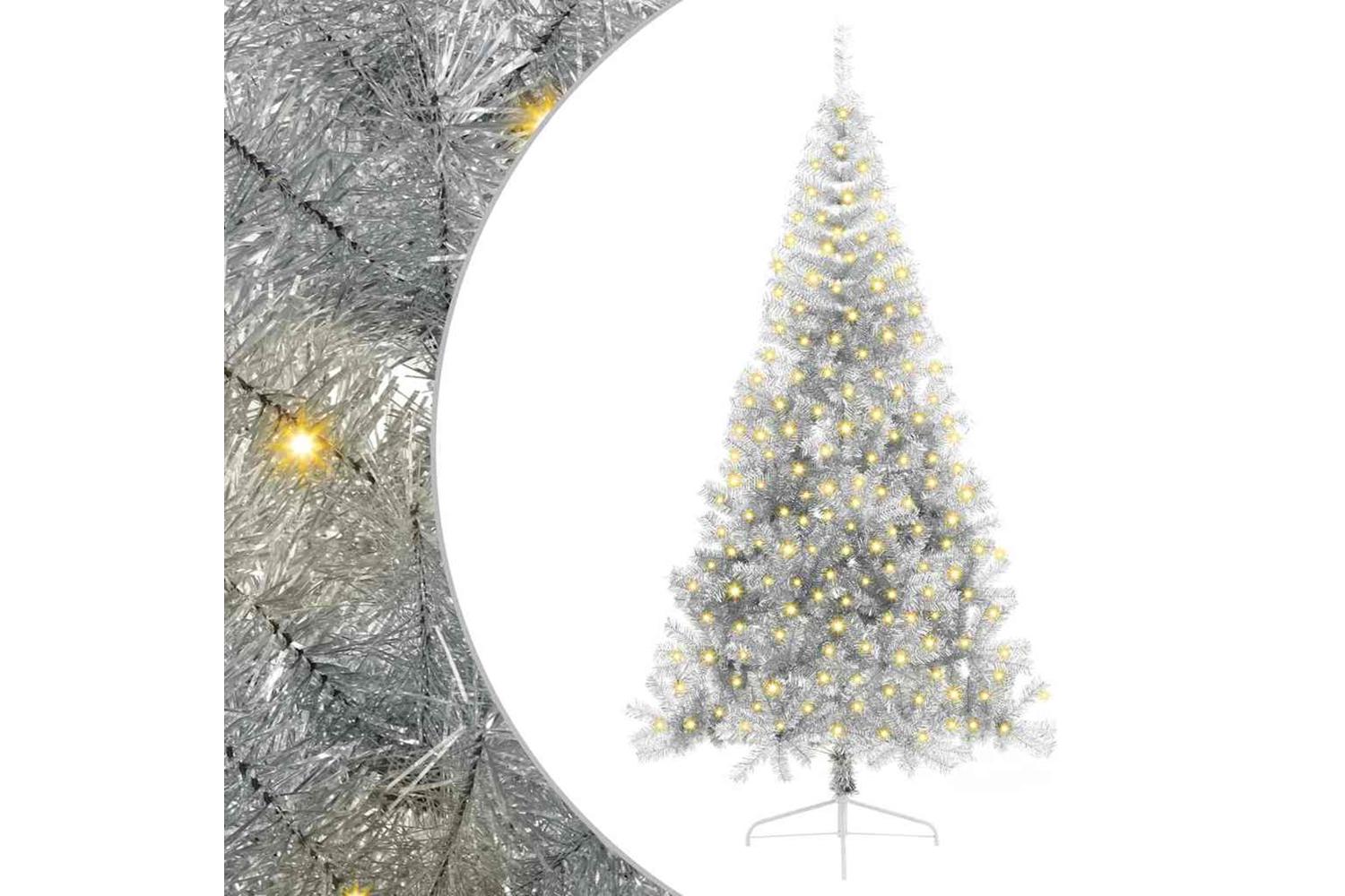Vidaxl Artificial Pre-lit Christmas Tree Silver 240 Cm Pet-2