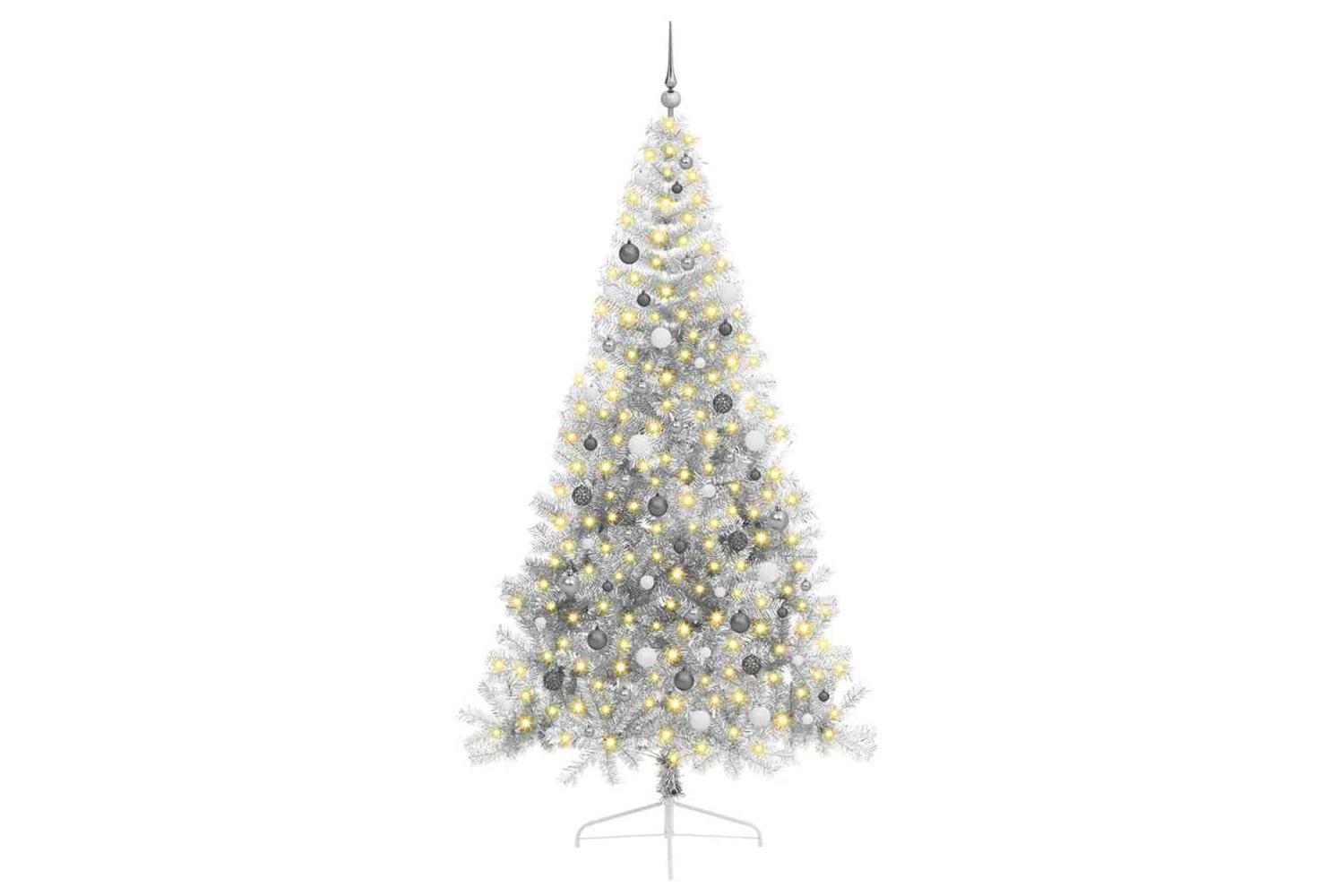 Vidaxl Artificial Pre-lit Christmas Tree Silver 240 Cm Pet-3