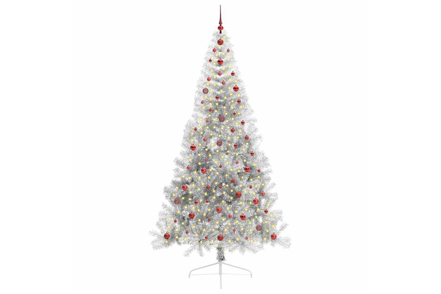 Vidaxl Artificial Pre-lit Christmas Tree Silver 240 Cm Pet-3