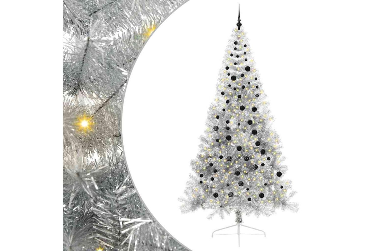 Vidaxl Artificial Pre-lit Christmas Tree Silver 240 Cm Pet-2