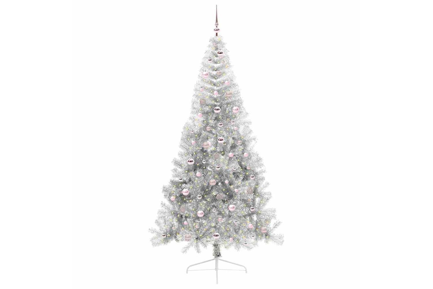 Vidaxl Artificial Pre-lit Christmas Tree Silver 240 Cm Pet-3