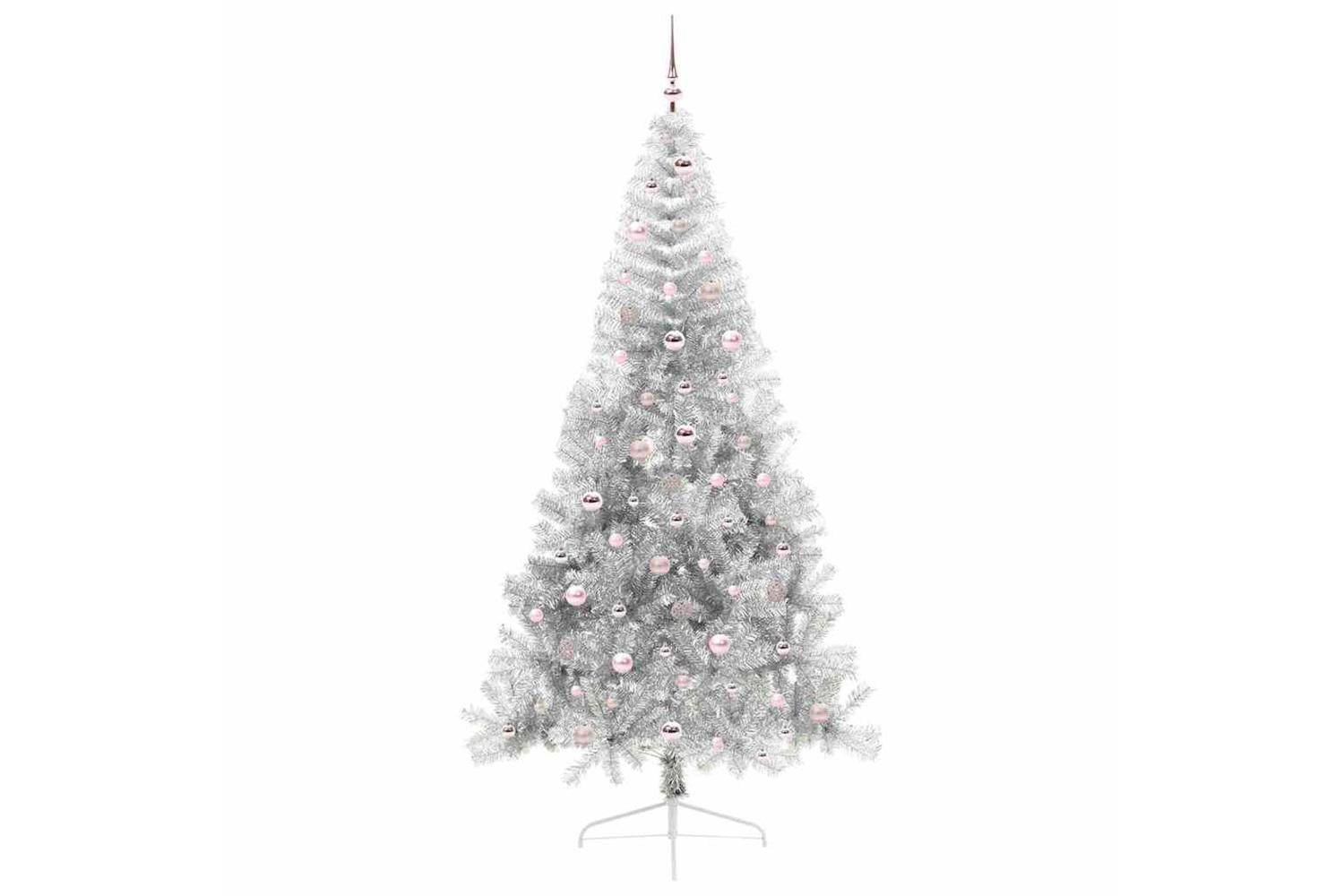 Vidaxl Artificial Pre-lit Christmas Tree Silver 240 Cm Pet-4