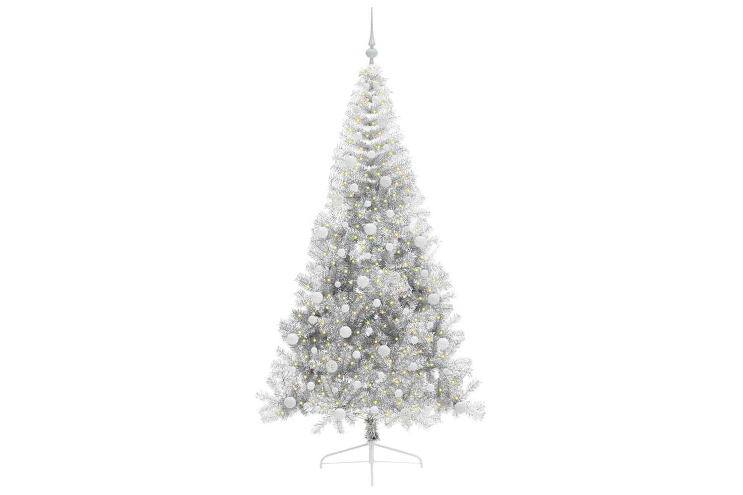 Vidaxl Artificial Pre-lit Christmas Tree Silver 240 Cm Pet-3