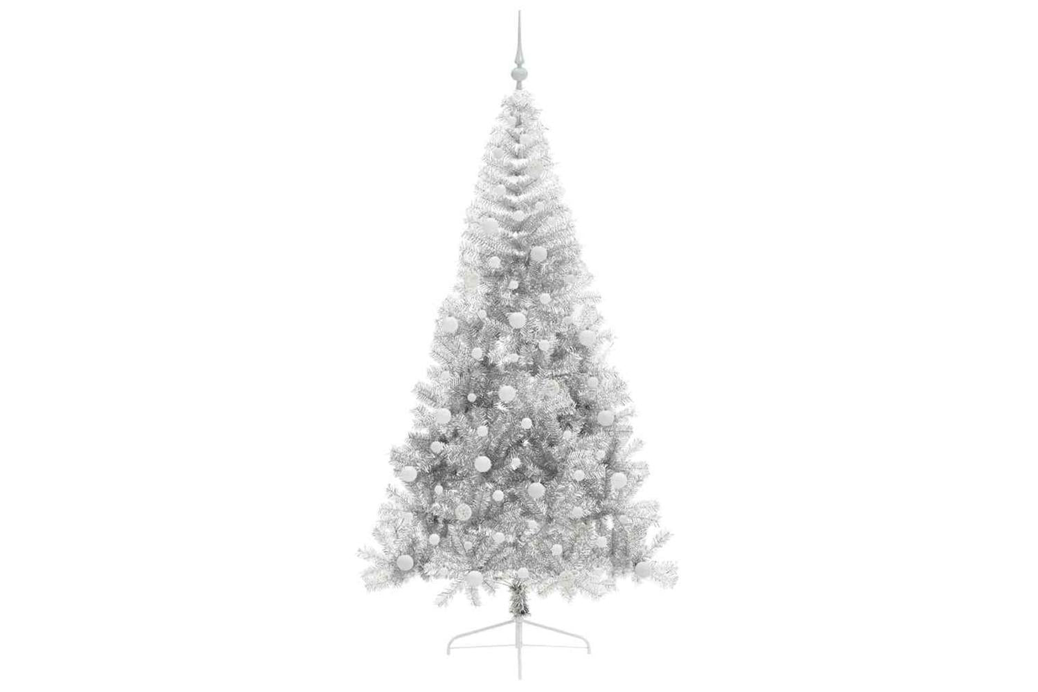 Vidaxl Artificial Pre-lit Christmas Tree Silver 240 Cm Pet-4