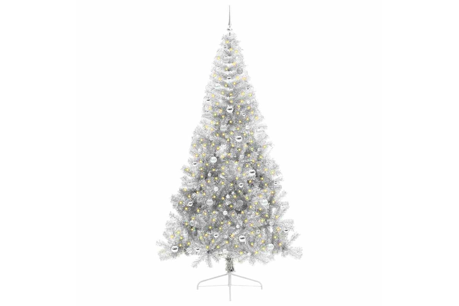 Vidaxl Artificial Pre-lit Christmas Tree Silver 240 Cm Pet-3