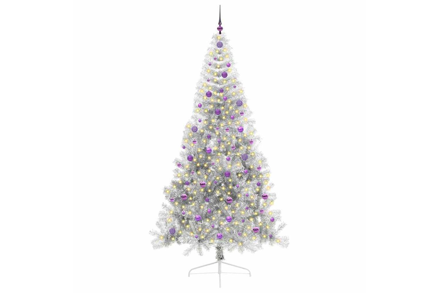 Vidaxl Artificial Pre-lit Christmas Tree Silver 240 Cm Pet-3