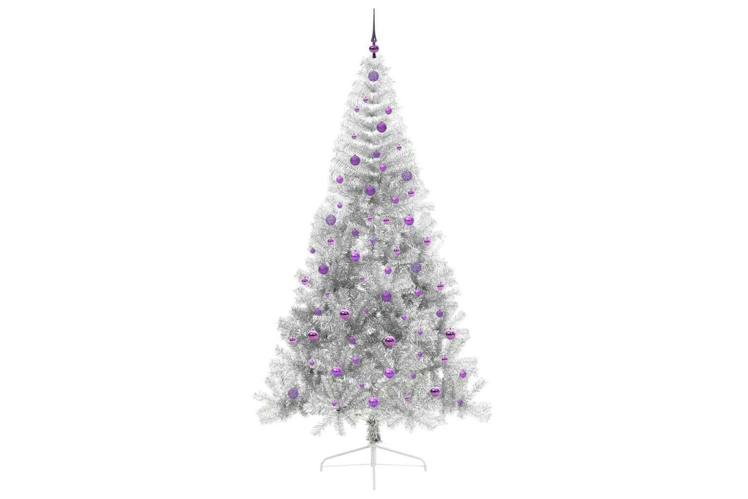 Vidaxl Artificial Pre-lit Christmas Tree Silver 240 Cm Pet-4