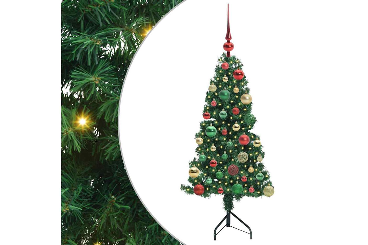Vidaxl Corner Artificial Christmas Tree Green 120 Cm Pvc And Metal-2