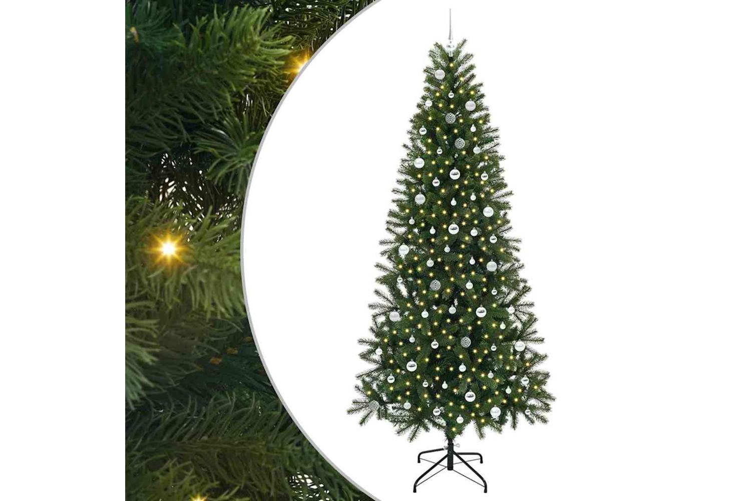 Vidaxl Artificial Christmas Tree With 300 Leds Green 240 Cm Pe And Pvc