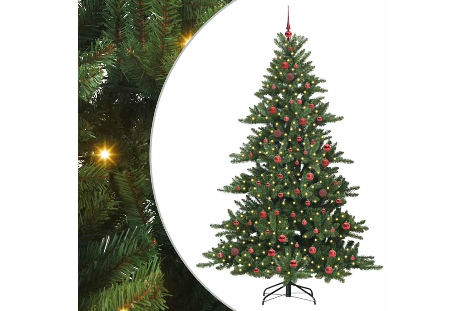 Vidaxl Artificial Hinged Christmas Tree With 300 Leds 210 Cm Pvc-2