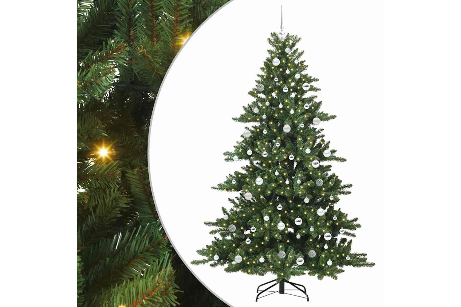 Vidaxl Artificial Hinged Christmas Tree With 300 Leds 210 Cm Pvc