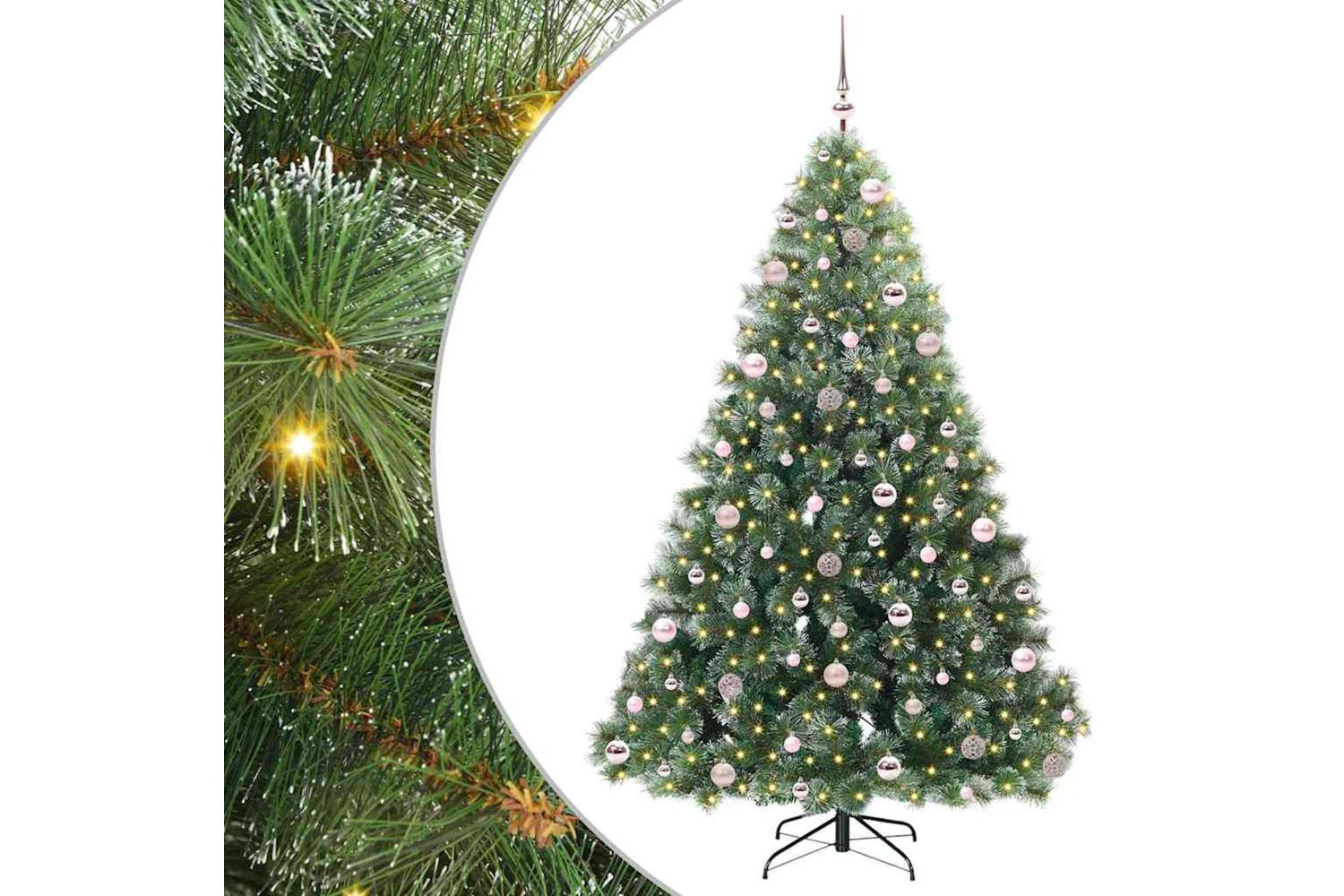 Vidaxl Artificial Christmas Tree With 300 Leds Green 210 Cm Pe And Pvc-2