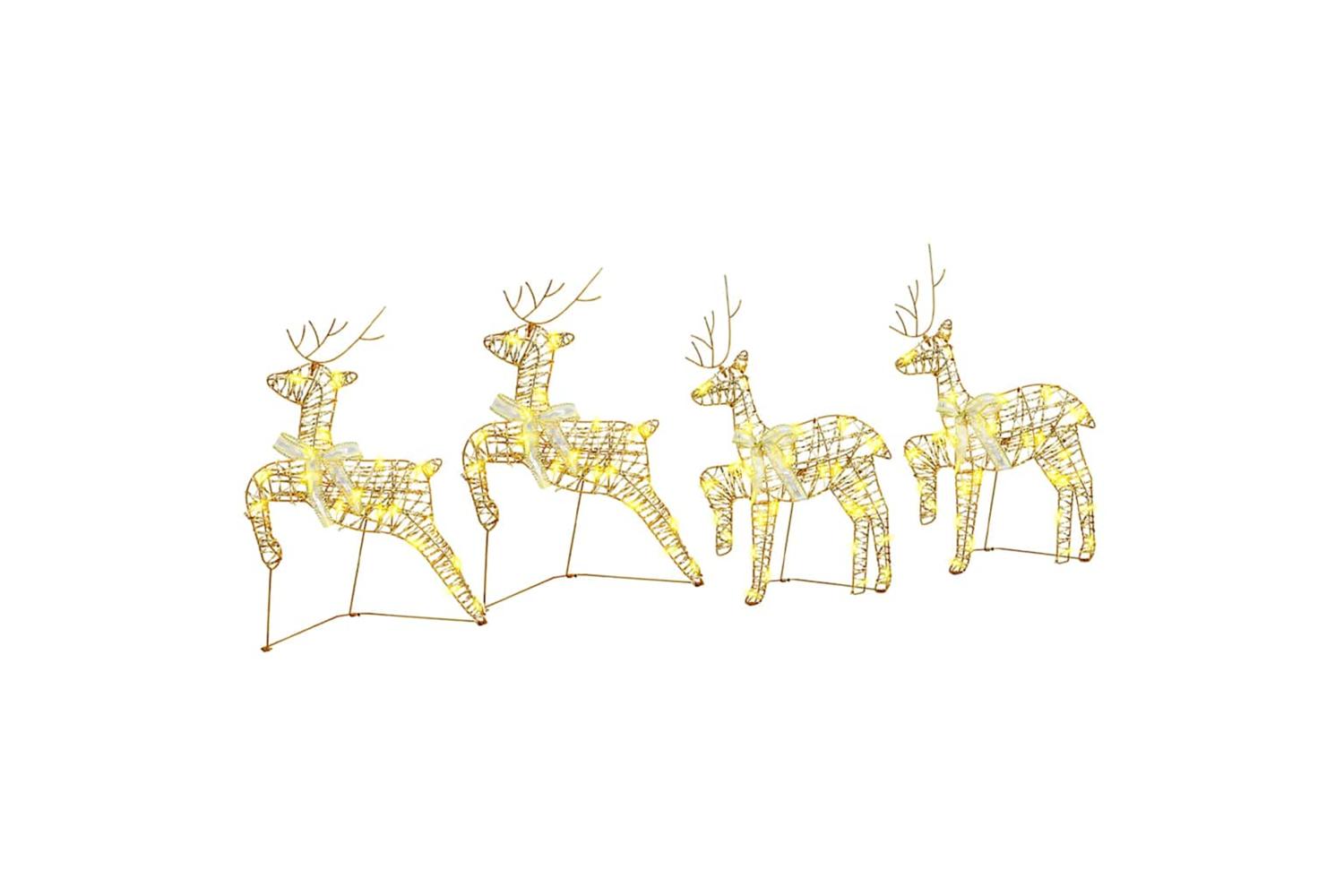 Vidaxl Led Reindeers With 80 Leds 4 Pcs Gold Pet