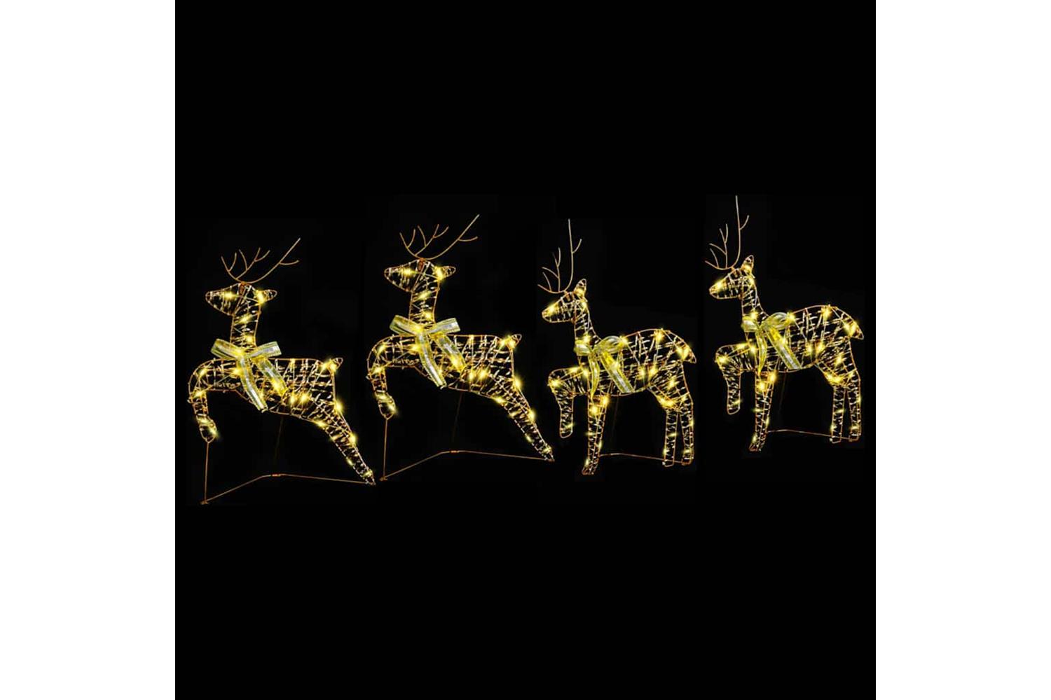 Vidaxl Led Reindeers With 80 Leds 4 Pcs Gold Pet-3