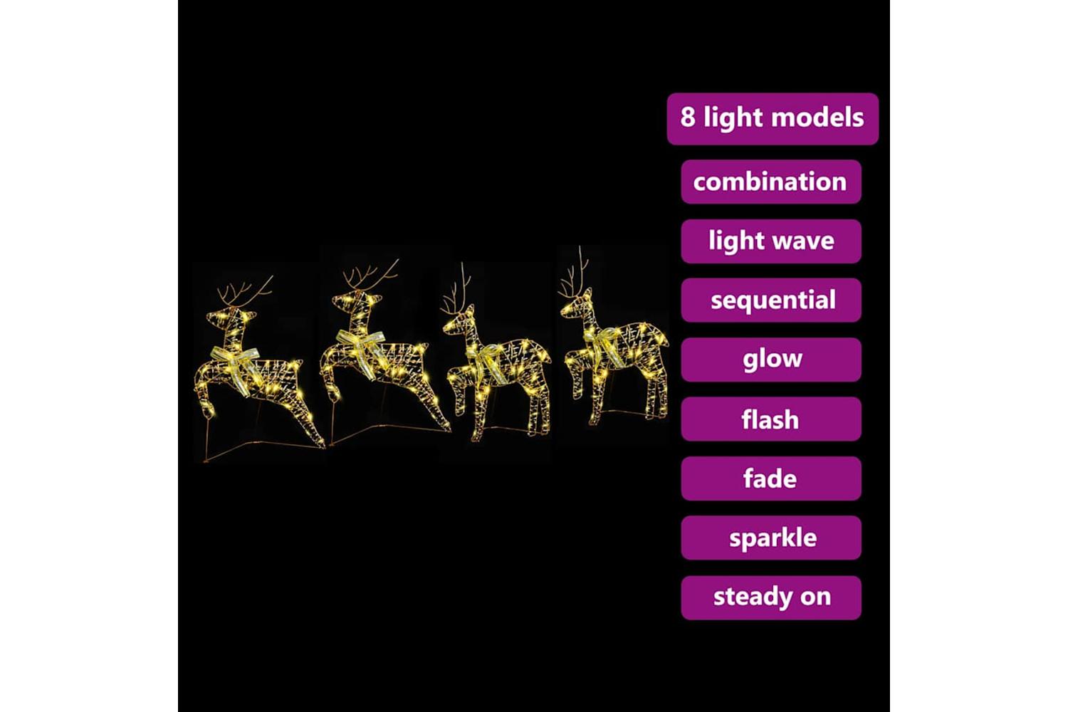 Vidaxl Led Reindeers With 80 Leds 4 Pcs Gold Pet-7