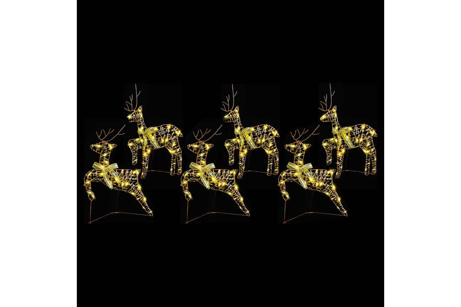 Vidaxl Led Reindeers With 180 Leds 6 Pcs Gold Pet-3